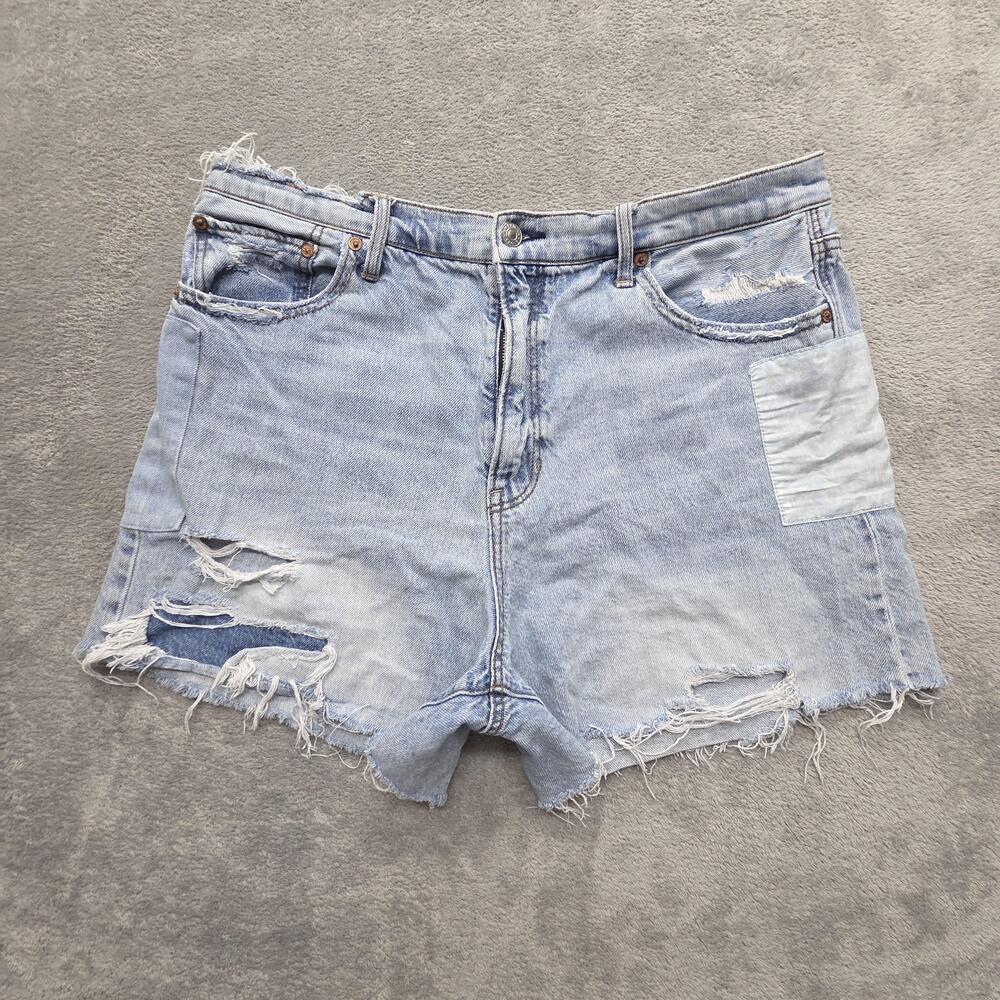 American Eagle Shorts Womens 16 Blue 90s Boyfriend High Rise Patchwork
